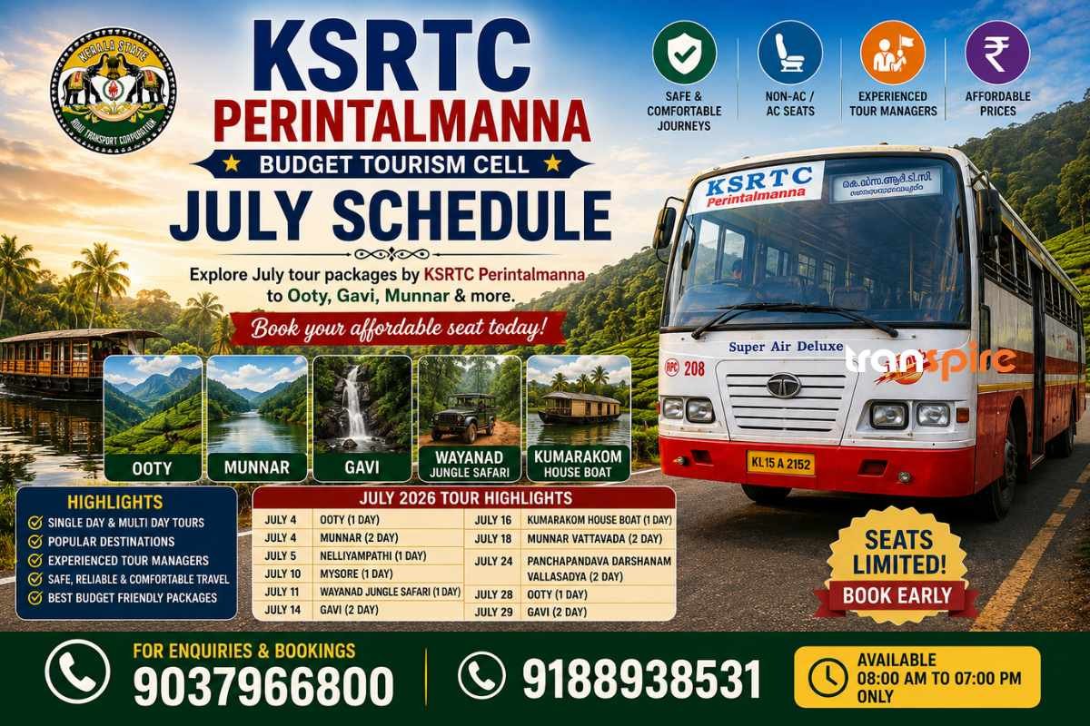 KSRTC Perintalmanna Budget Tours: July Schedule