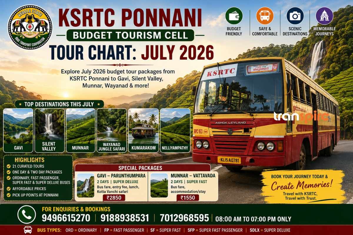 KSRTC Ponnani Budget Tours: July 2026 Chart