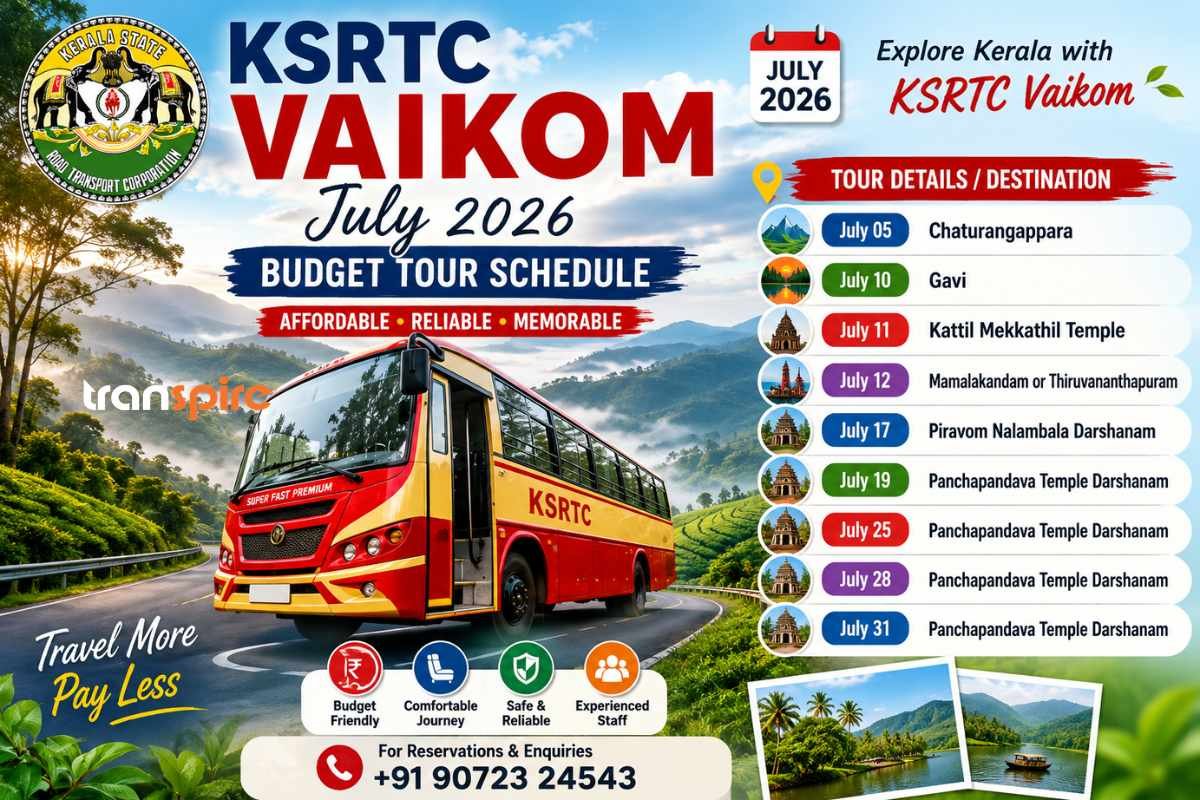 KSRTC Vaikom July 2026 Budget Tour Schedule