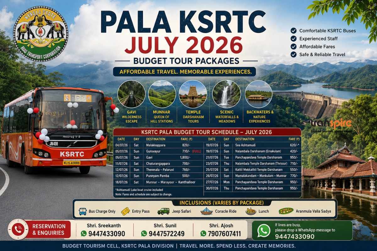 Pala KSRTC July 2026 Budget Tour Packages