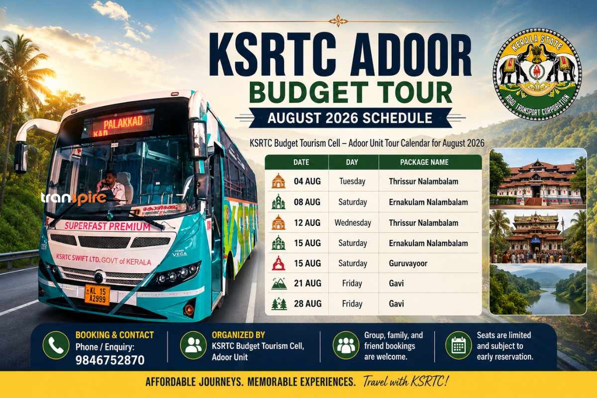 KSRTC Adoor Budget Tour August 2026 Schedule