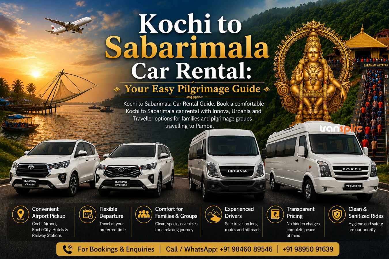 Kochi to Sabarimala car rental for pilgrims travelling to Pamba