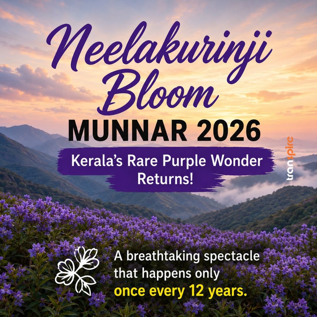 Neelakurinji Bloom Munnar 2026 1 🌸 Neelakurinji Bloom Munnar 2026 Kerala's Rare Purple Wonder Returns! ✨ A breathtaking spectacle that happens only once every 12 years. 👉 Swipe to discover when, where, and how to experience this magical bloom.