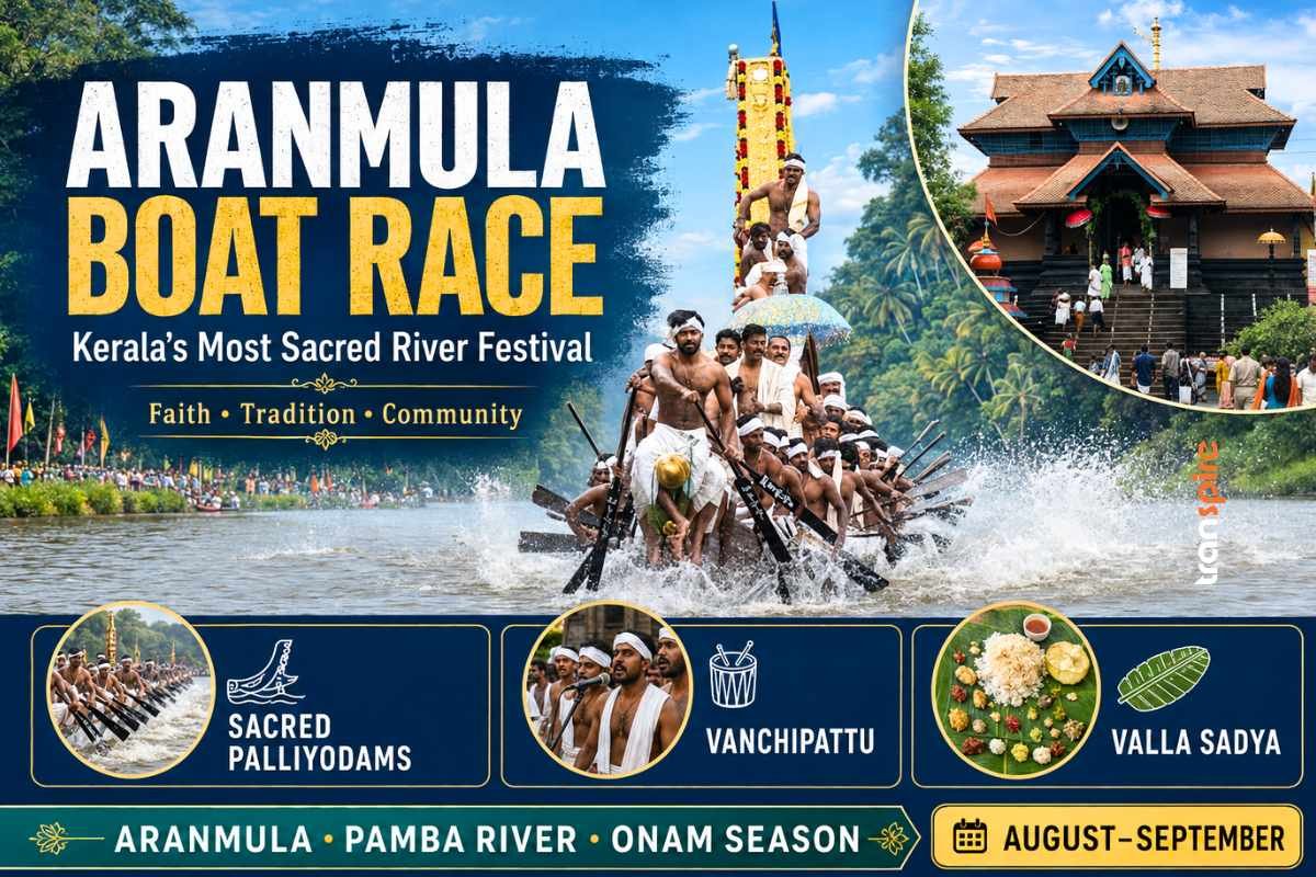 Traditional Palliyodams during the Aranmula Boat Race on the Pamba River in Kerala.