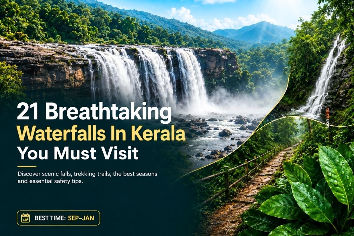 Waterfalls In Kerala surrounded by lush Western Ghats forest