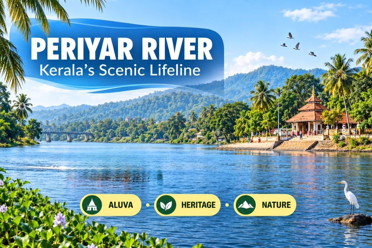 Periyar River flowing past Aluva Manappuram in Kerala
